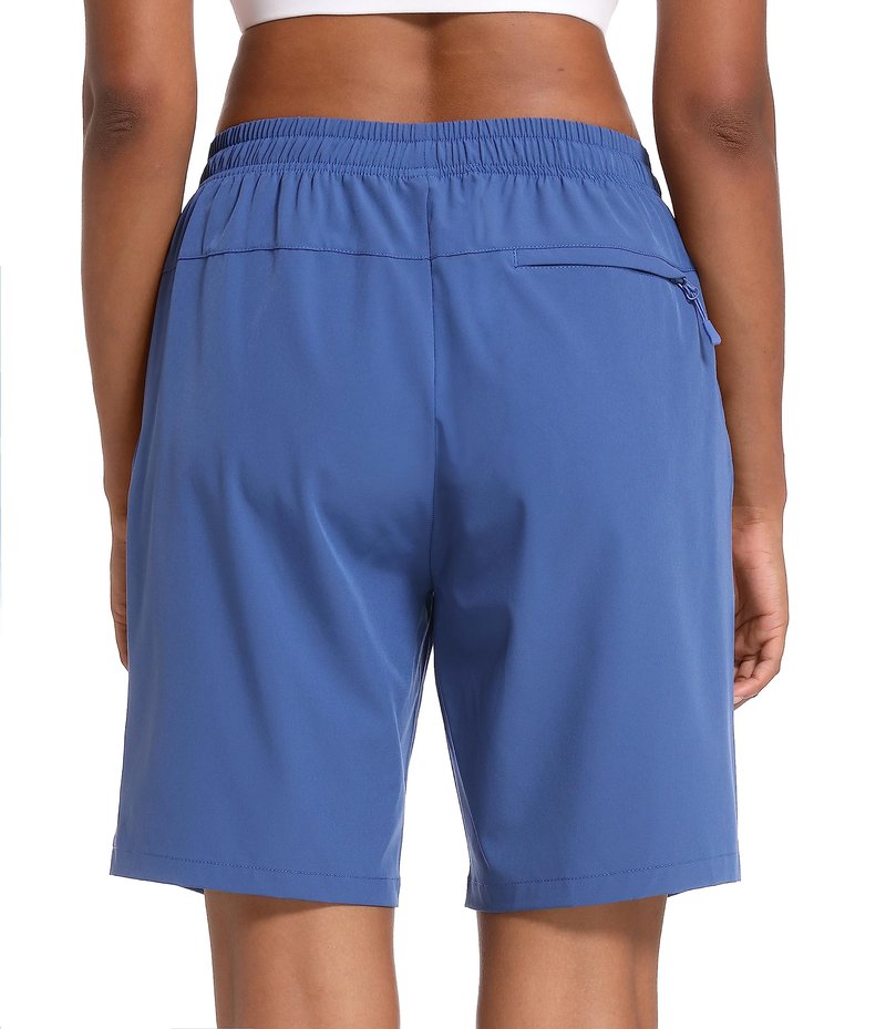 MAGCOMSEN Golf Shorts for Women 8" Hiking Shorts Lightweight Quick Dry Water Resistant Shorts Blue Grey XL