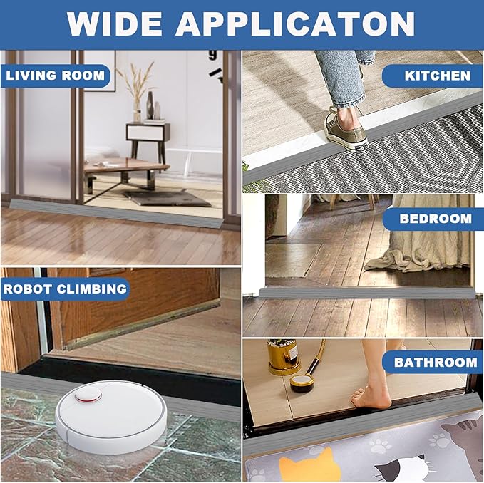 Vinyl Door Threshold Flooring Transition Strip Self Adhesive Carpet Edging Strip for Laminate Doorway Edge Threshold from 2/5" to 3/5" (Light Gray Wood Grain, 3.3 Ft)