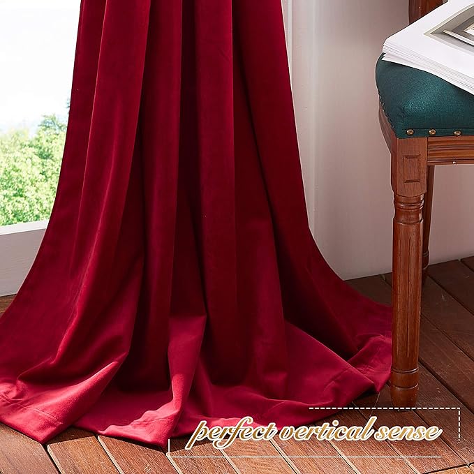NICETOWN Christmas Red Velvet Curtains and Drapes, Extra Long Elegant Wall