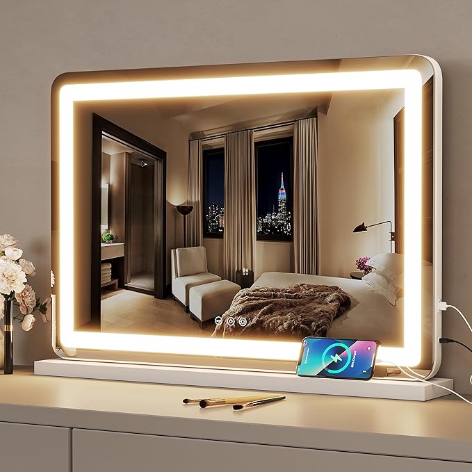 ZL ZELing Vanity Mirror with Lights, LED Makeup Mirror, Dimmable 3-Color
