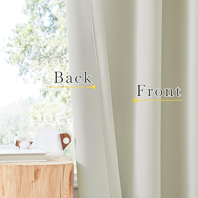 NICETOWN Thick Faux Linen Bedroom Curtains 108 inches Long, Room Darkening Dual