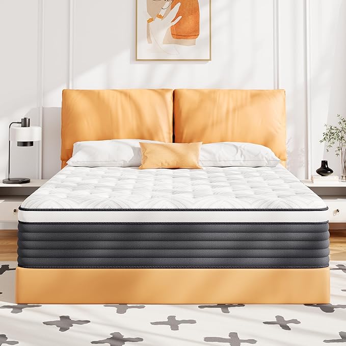 COOLMI 12 Inch Full Mattress, Memory Foam Hybrid Mattress in a Box with Independent Spring, Soft and Comfortable Medium Firm, Pressure Relief, CertiPUR-US Certified