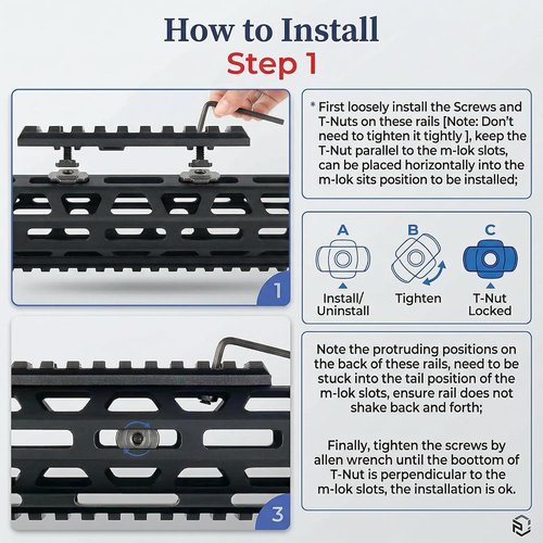 Gotical 13 Slots M Lok Handguard Rail - Durable Picatinny Rail Set of 2 Pieces