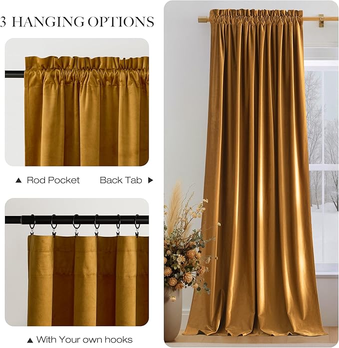 NICETOWN Warm Velvet Curtains 84 inch Long