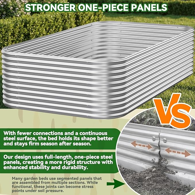 3 Pack Tall Corrugated Galvanized Steel Raised Garden Bed Outdoor, Metal Above Ground Garden Bed for Vegetables and Flowers, Raised Beds for Gardening-4x2FT