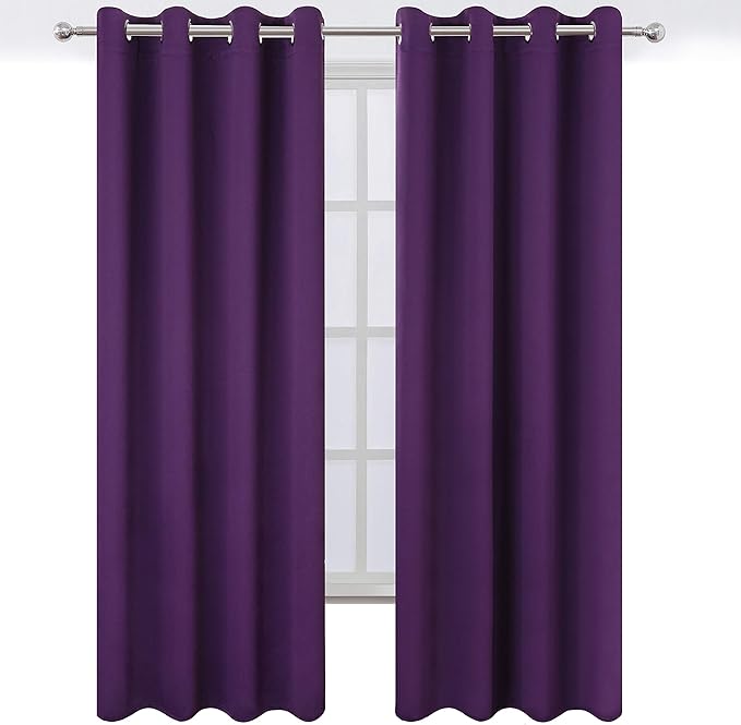 LEMOMO Blackout Curtains 66 x 95 inch/Purple Curtains Set of 2 Panels/Thermal