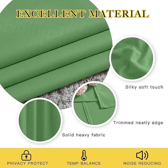 NICETOWN Froest Green Blackout Curtains