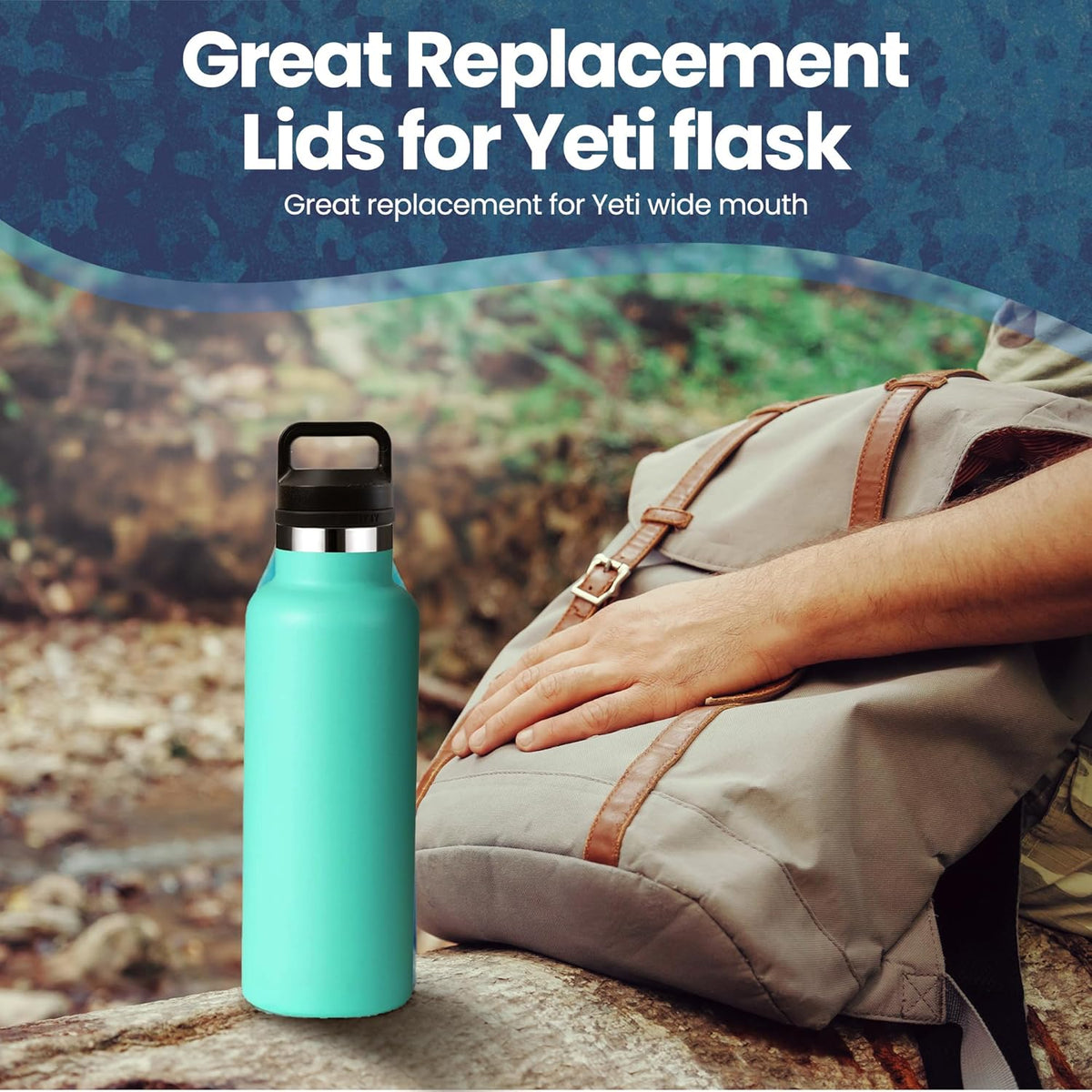 SmartKap Yeti Lid - Leakproof Replacement for Rambler Tumblers | Wide Loop Handle | BPA Free