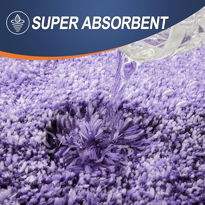 OLANLY Luxury Toilet Rugs U-Shaped 24x20, Extra Soft and Absorbent Microfiber Bathroom Rugs, Non-Slip Plush Shaggy Bath Mat, Machine Wash Dry, Contour Bathroom Mats for Toilet Base, Violet