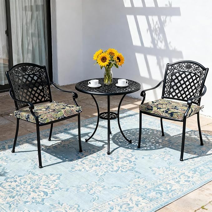 LVTXIII Outdoor Seat Cushions Seasonal Replacement Chair Cushions, Patio Chair Pads with Ties for Dining Chairs and Garden Furniture, Square Back, 19"x19"x2", 4 Pack, Paisley Sapphire Blue