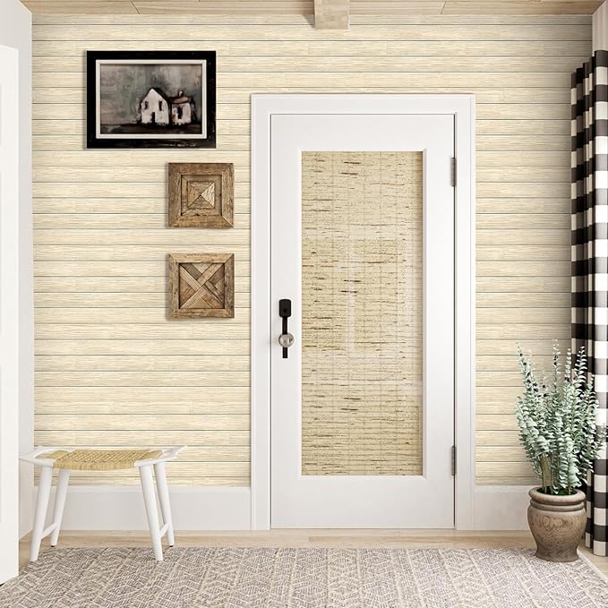 COMSTICKC Peel and Stick Faux Wood Wall Sticker Wall Panels, Ultra-Light Thin