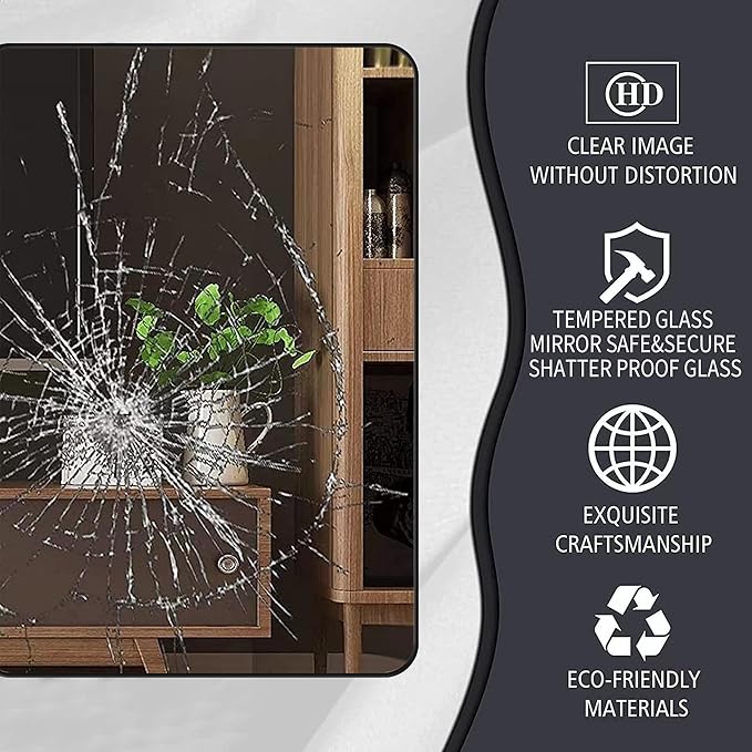 Black Bathroom Mirror,Rectangle 20 x 30 Inch Vanity Wall Mirror,Modern Mirror for Wall,Wood Rectangular Mirror for Bedroom Living Room Entryway