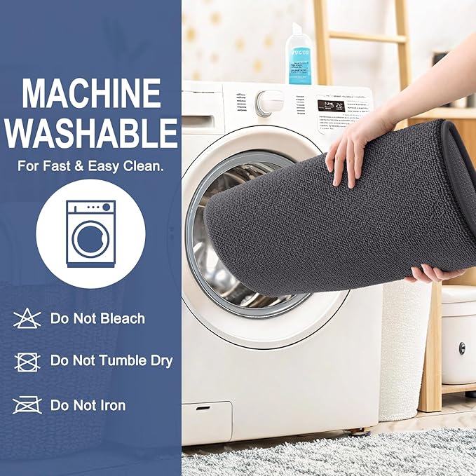 OLANLY Thick Memory Foam Bath Mat Rug 44x32, Extra Soft Absorbent Bathroom Rug, Quick Dry Bath Mats, Non-Slip, Machine Washable Carpet for Bathroom, Tub and Shower, Home Decor Accessories, Dark Grey