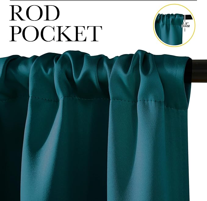 NICETOWN Teal Blackout Cafe Faux Silk Curtains