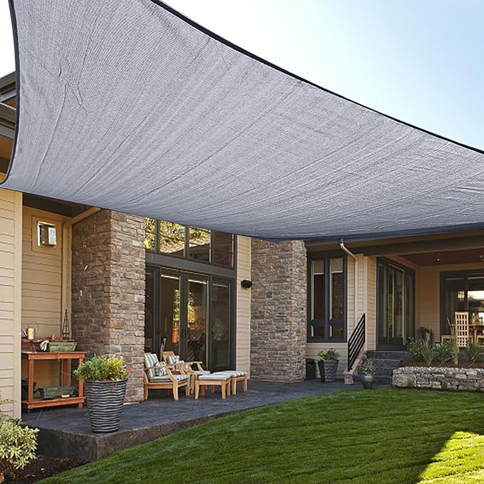 LOVE STORY Custom Size 4'x10' Silver Grey Sun Shade Sail Rectangle UV Block Canopy Patio Sail Sunshades Fabric for Outdoor Garden Carport (We Make Custom Size)