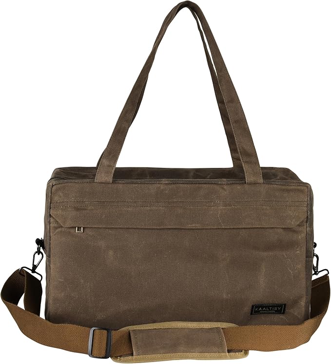 Canvas Tool Organizer Bag, Heavy Duty 16oz Waxed Canvas Garden Hand Tools Tote - with 6 Inside Slots & 1 Large Storage Capacity, Hand Tools Bag for Gardening Carpentry Tools | 15.5" x 9" x 9"