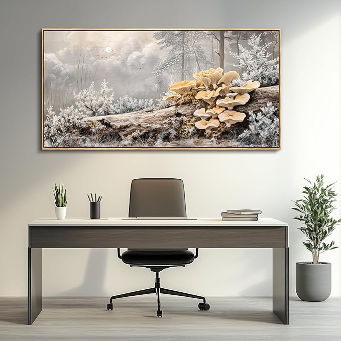 QIYILEXWART Canvas Wall Art For Living Room Large Wall Decor For Office Bedroom Decorations Moonlit Forest Mushroom Landscape Pictures Farmhouse Painting Artwork Room Wall Mural Home Decor 30x60 In