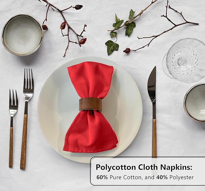 Zoyer Cloth Napkins Set of 12, 18x18 Inches Cotton Enrich Napkins Cloth ‎Washable, Soft & Durable Dinner Napkins for Parties, Wedding, Christmas, ‎Thanksgiving & Everyday Use - Red