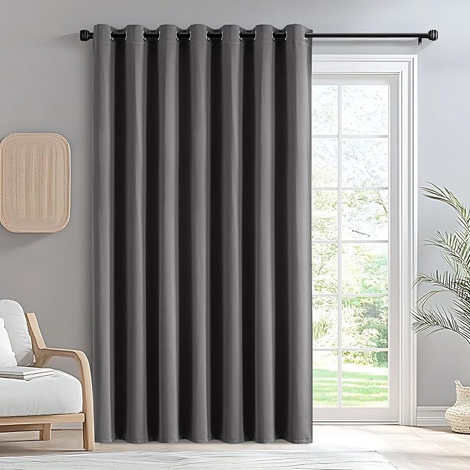 IGEMAEVE Blackout Sliding Door Curtains 96 Inch Length, Extra Wide Room Divider