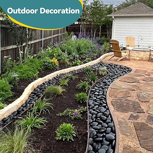 40lbs Black Rocks for Planters, 3-4 Inch Decorative Rocks for Potted Plants, Polished Garden Stones for Outdoor Landscaping, Walkways, Yard, River Rocks for Flower Pots, Vase