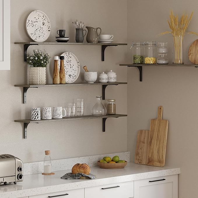 DINZI LVJ Long Wall Shelves, 47.3Inch Wall Mounted Shelves Set of 2, Extra