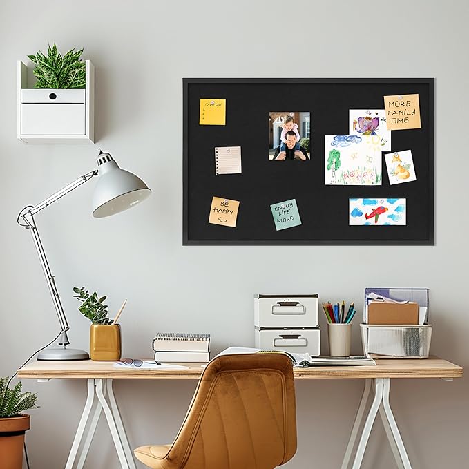 DAHAPYBOO Cork Board with Linen Black, Bulletin Board 36"x24", Corkboards