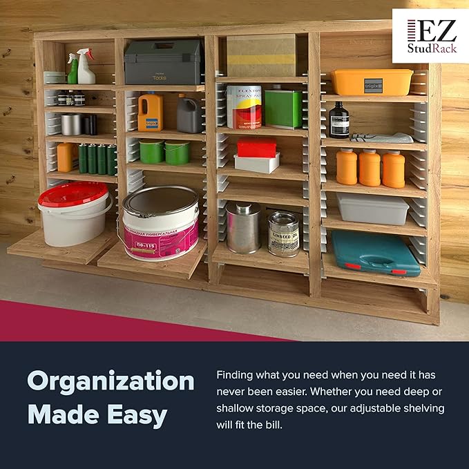 Made in USA | EZStudRack Adjustable Between Stud Shelf Bracket | Shelf Brackets