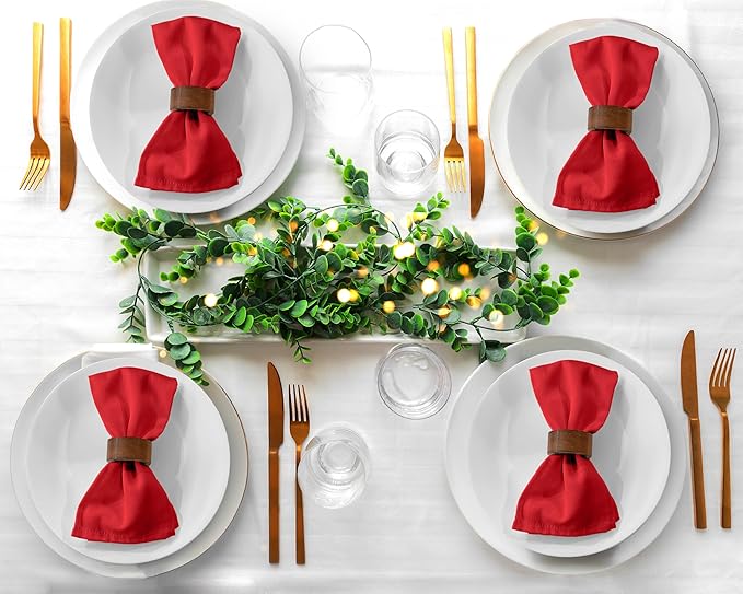 Zoyer Cloth Napkins Set of 12, 18x18 Inches Cotton Enrich Napkins Cloth ‎Washable, Soft & Durable Dinner Napkins for Parties, Wedding, Christmas, ‎Thanksgiving & Everyday Use - Red