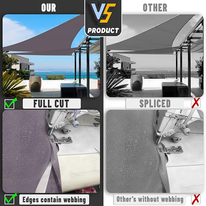 LOVE STORY Custom Size 11'x11'x11' Dark Grey Sun Shade Sail Triangle Sunhsade Fabric Awning Canopy for Patio Backyard Carport Pergola (Customized)