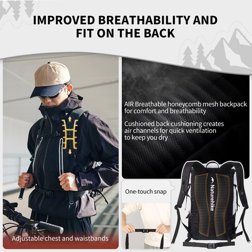 Naturehike Hiking Backpack, 25L Travel Backpack with Macromolecule Fabric, Hiking Daypack with AIR Backpack System for Women Men
