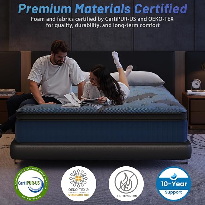inight King Size Mattress, 12 Inch King Mattress in a Box, Durable Hybrid Mattresses with Gel Memory Foam & Pocket Springs, Medium Firm Feel, Pressure Relief, Cooling, Edge Support, Motion Isolation
