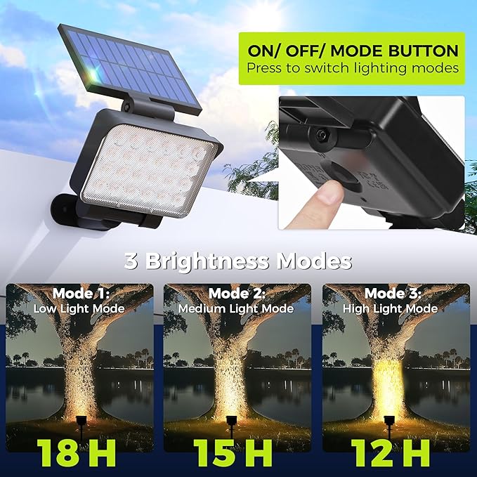Solar Spot Lights Outdoor Waterproof for Flag, Tree, House, Garden, Yard, Landscape Spotlights for Accent Uplighting Halloween Christmas Decorations-2 Pack