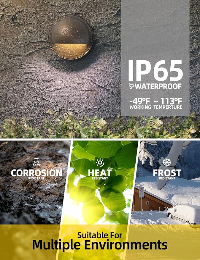 COLOER Brass Fence Lights, Low Voltage IP65 Waterproof LED Deck Lights - 72 Inch Wired Outdoor Landscape Fence & Pathway Light (1-Pack with Bulb)