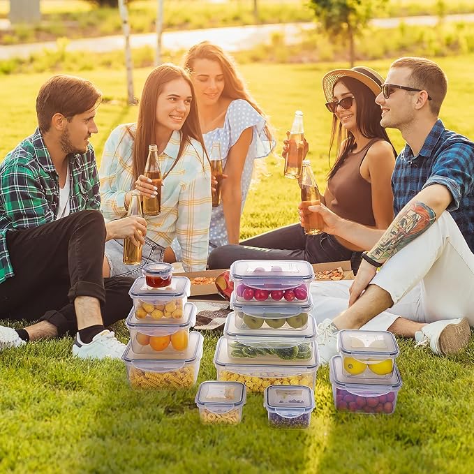 52 PCS Food Storage Containers Set with Airtight Lids (26 Lids &26 Containers) - BPA-Free Plastic Food Container for Kitchen Storage Organization, Salad Fruit Lunch Containers with Labels & Marker