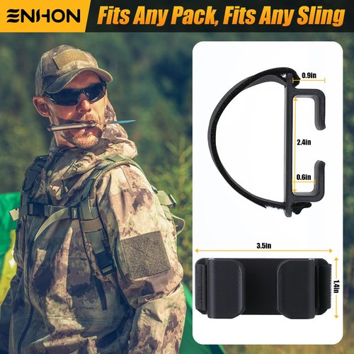 Sling Hooks Adjustable Sling Clips with Fastener Strap for Backpack Shoulder Straps, Hands Free, Comfortable, Simple Fast Installation
