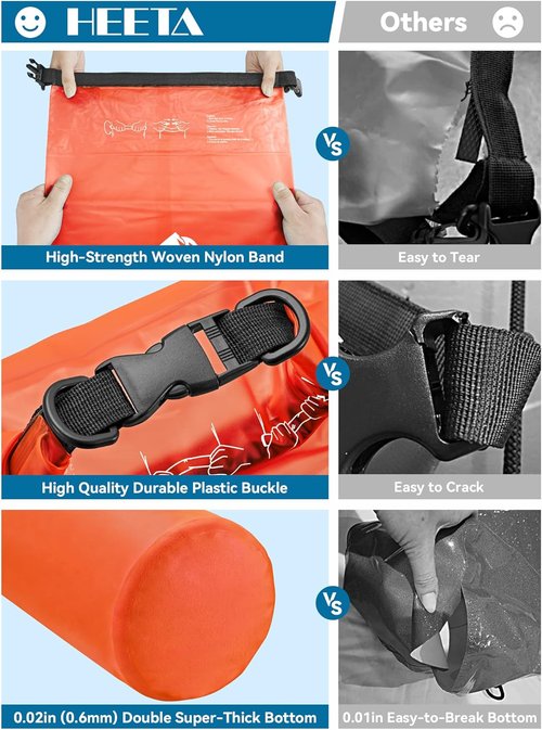 HEETA Waterproof Dry Bag - Lightweight Roll Top Storage for Travel & Outdoor | 5L/10L/20L/30L/40L Sizes