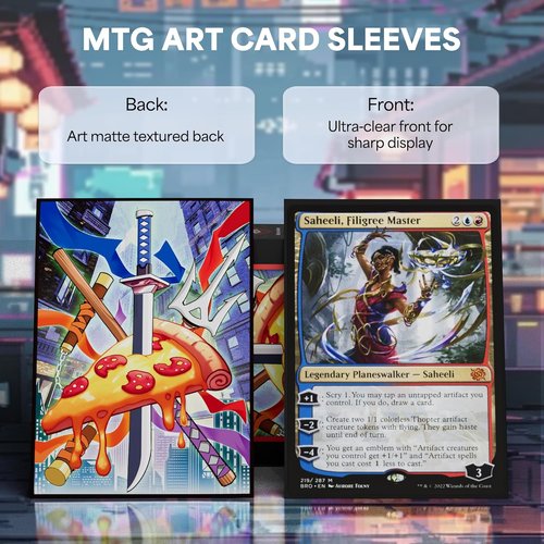 KABINKA MTG Card Sleeves - Turtles Design | 100 Standard Size Pack with Clear Front & Matte Back