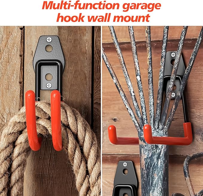 30 Pack Heavy Duty Garage Hooks,Solid Steel Wall Mount Hangers,with Anti-Slip Coating,for Hanging and Organising Ladder,Bike,Ropes,Broom,Garden,Yard and Power Tools