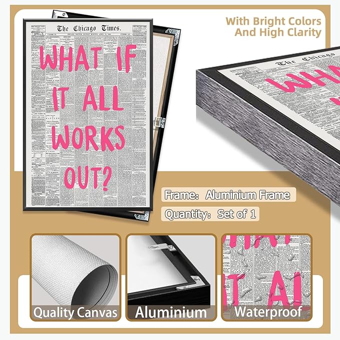 Liyark Retro Trendy Newspaper Canvas Wall Art