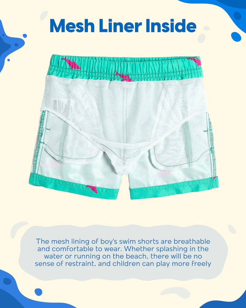 maamgic Boys Swim Trunks Toddler Swim Shorts Little Boys Bathing Suit Swimsuit Toddler Boy Swimwear,Shark SkyBlue,2 T