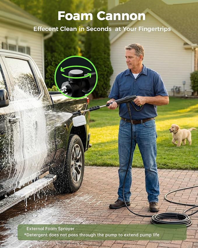 Pressure Washer, Compact Power Washers with 4 Quick Connect Nozzles, High Pressure Washer for Cars, Fences, Patios, Decks, Boats, Home Use