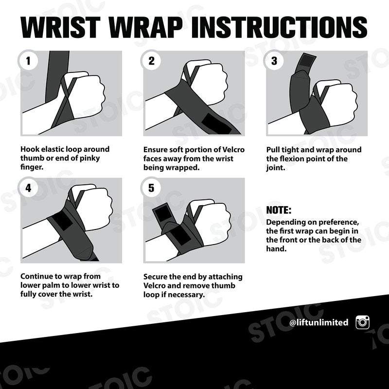 Wrist Wraps weightlifting, powerlifting, cross training, bodybuilding with thumb loop. Professional grade for gym workout, men and women weight lifting and strength training by Stoic - Black 36 Inch