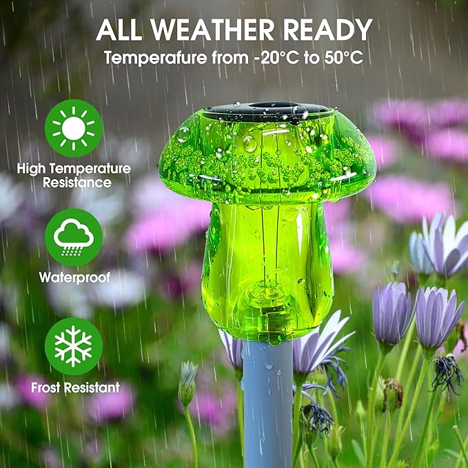 Solar Outdoor Lights, 8 Pack Waterproof Solar Mushroom Lights for Garden Yard Pathway Path Walkway Driveway Lawn Landscape Outside Decor, Yellow Green Purple Red