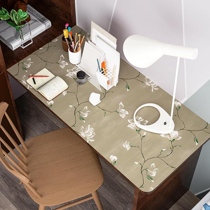 Laatse Floral Wallpaper Peel and Stick 17.5" x 118" Khaki Floral Contact Paper