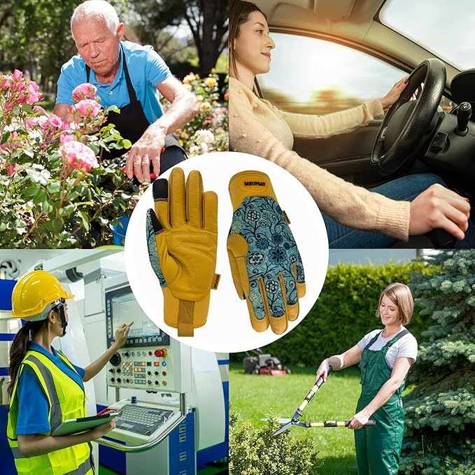 Thorn Proof&Puncture Resistant Gardening Gloves with Grip,Garden Gloves for Women, Leather Work Gloves,Gifts