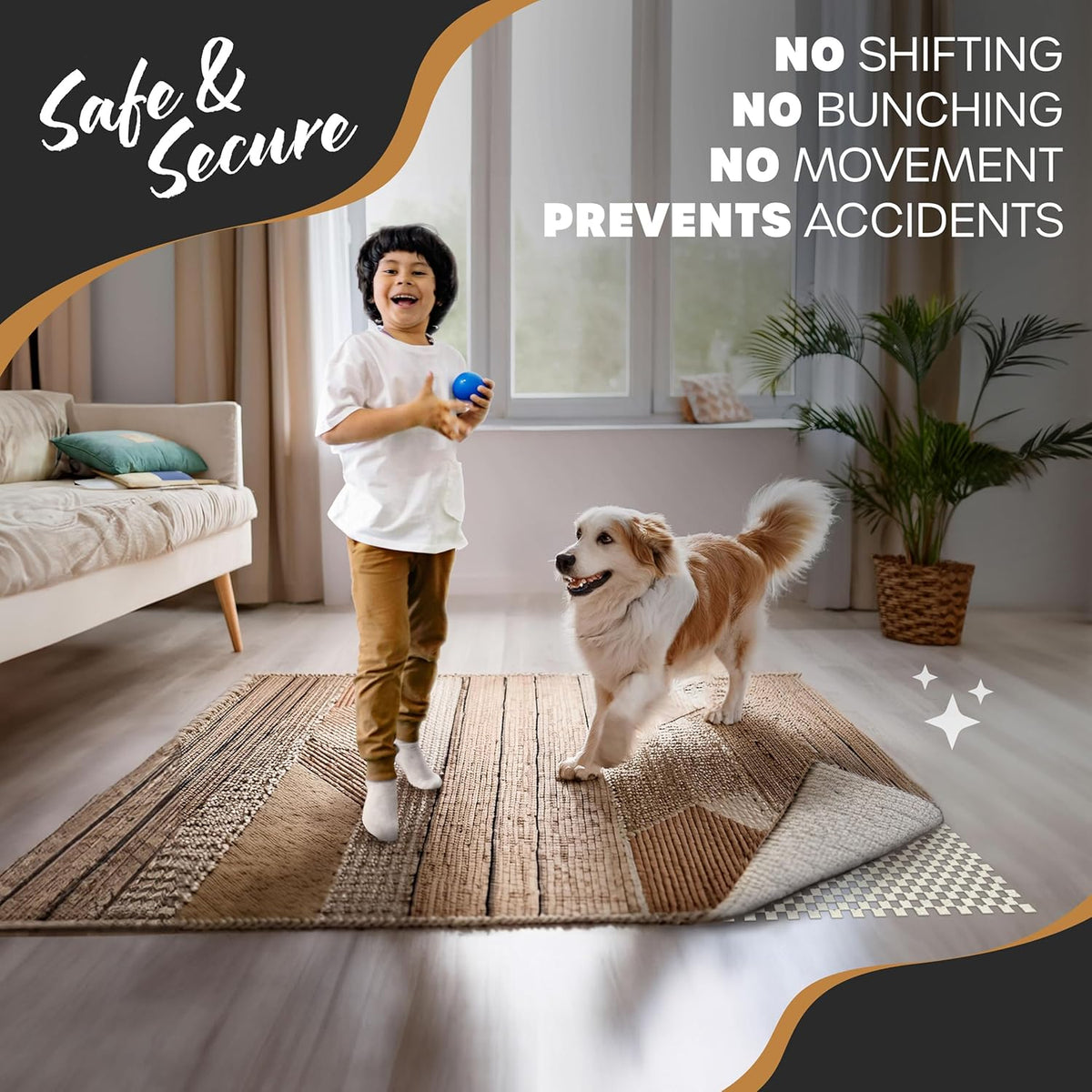 Nevlers 5'x8' White Anti Skid Rug Gripper for Hardwood Floors & Other Surfaces | PVC Foam Rug Pad Non Slip Design | Open Weave Non Slip Rug Pads | Customizable Carpet Pad & Under Rug Non Slip Pad