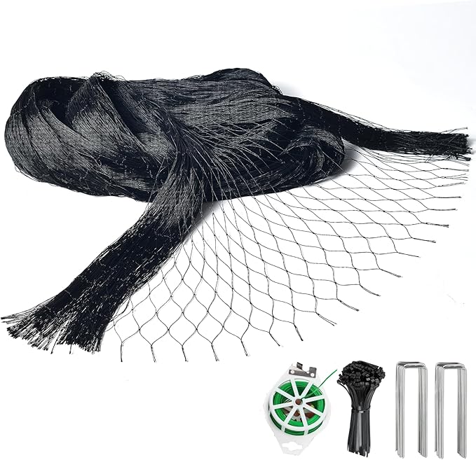9 x 50 FT Bird Netting for Garden, 1" Square Mesh Size Heavy Duty Nylon Chicken Coop Netting for Blueberry Bushes, Fruit Trees and Vegetable Against Birds, Deer, Squirrels (9X50FT)