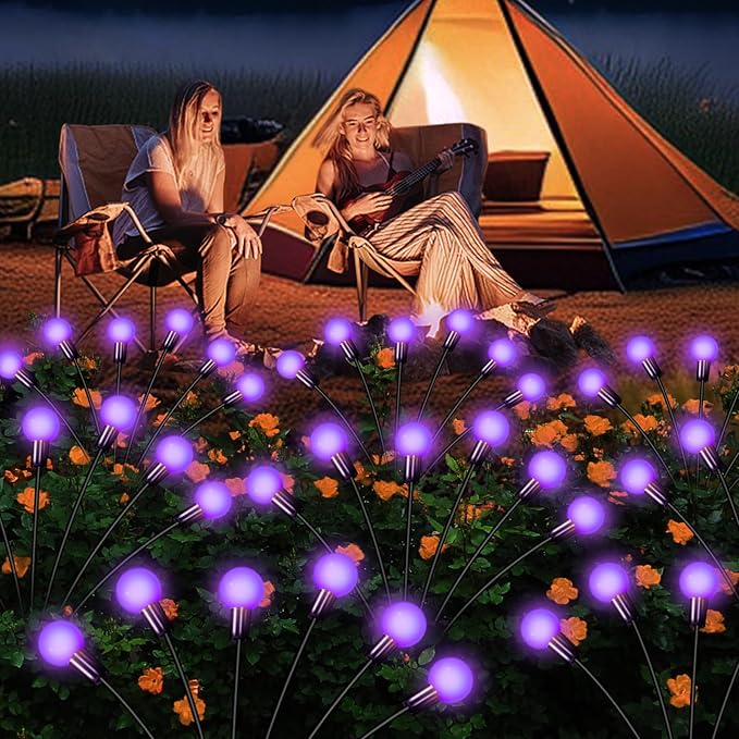 NBQQ Solar Garden Lights Outdoor, Waterproof Solar Powered Lights for Yard Pathway Patio, Swaying Lawn Decor as Gardening Gifts for Women Holiday (Purple, 6 Pack)