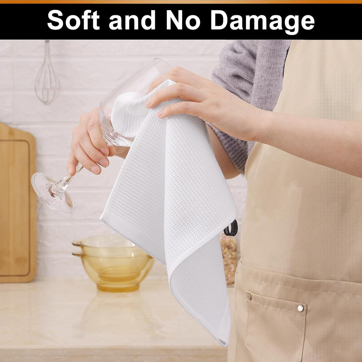 Homaxy 100% Cotton Waffle Weave Dish Cloths - 12 Pack Soft and Absorbent Dish Towels - 12 x 12 Inches Quick Dry Dish Rags - White