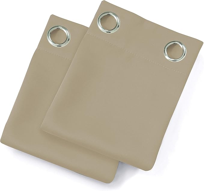 LEMOMO Beige Thermal Blackout Curtains/52 x 63 Inch/Set of 2 Panels Room